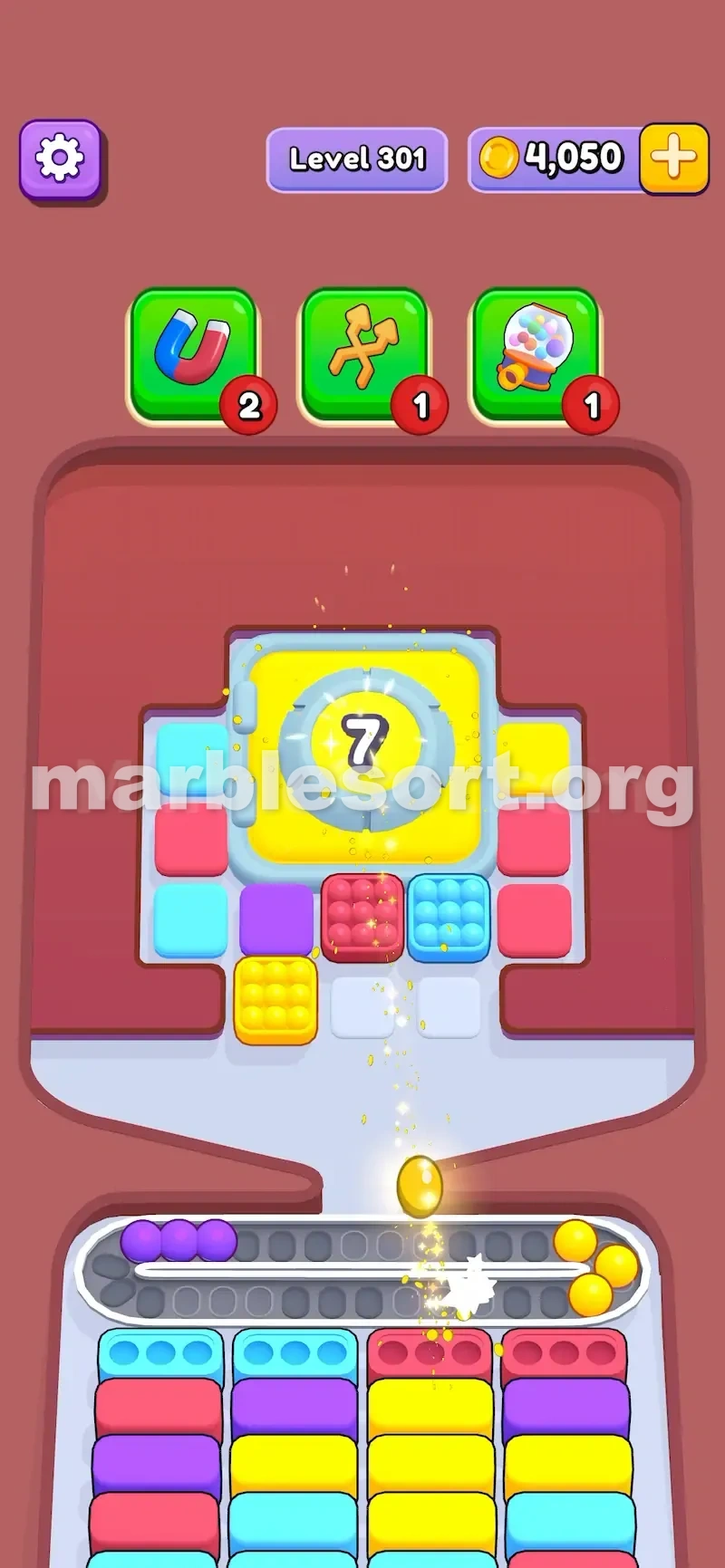 Clear blockers to reveal the next target box