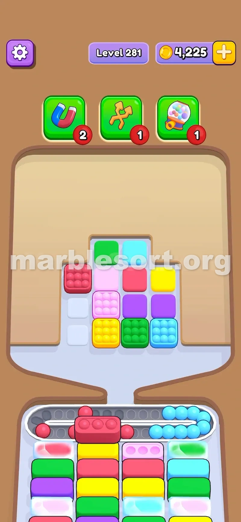 A chain of several frozen trays